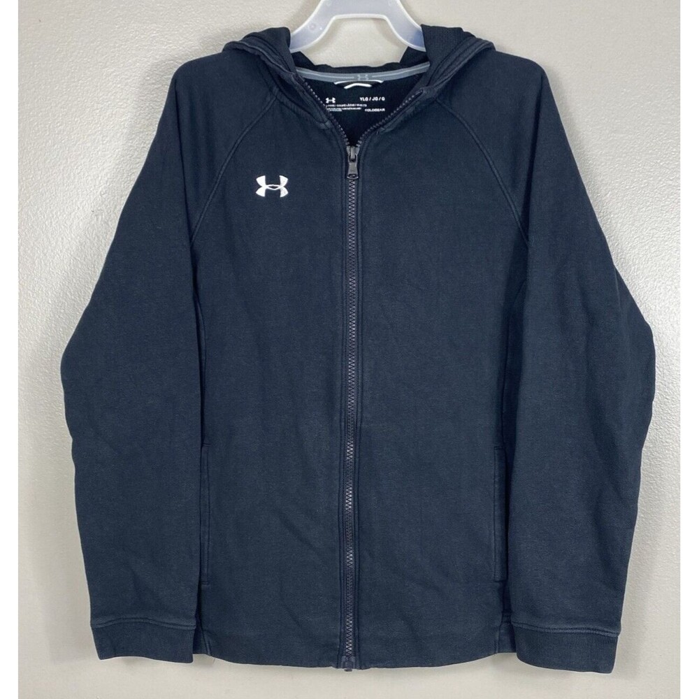 Under Armour Full Zip Hoodie Girls Size Youth Large Loose Coldgear
